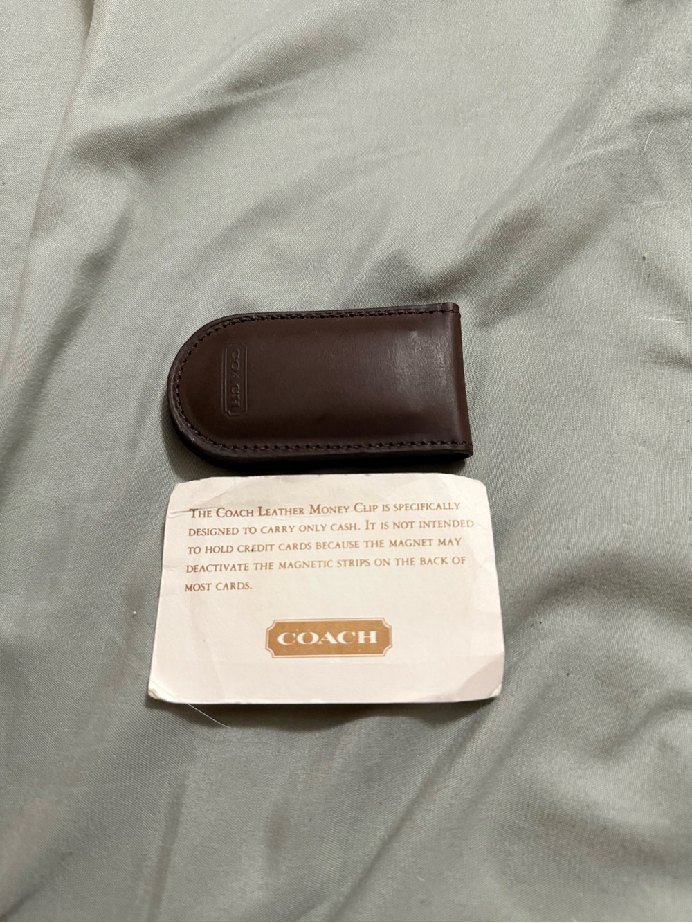 COACH Brown Leather Money Clip Magnetic - Picture 2 of 5